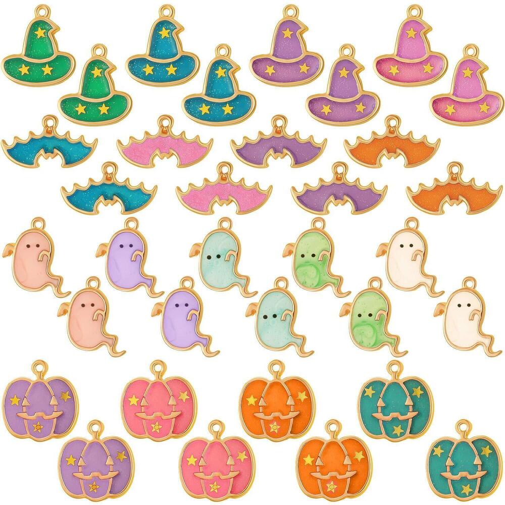 1864 Halloween DIY Charms Halloween Alloy Pendants Pumpkin Ghost Wizard Hat